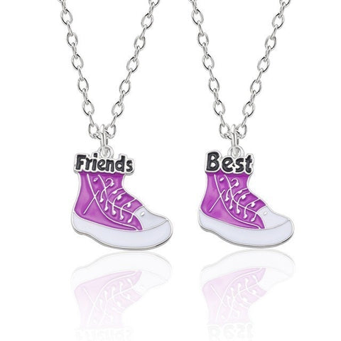 Trendy Best Friends Pendant Necklace Rainbow Broken Heart Necklace For Women Silver Chain BFF Friendship Jewelry