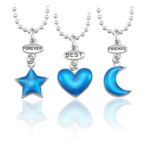 Trendy Best Friends Pendant Necklace Rainbow Broken Heart Necklace For Women Silver Chain BFF Friendship Jewelry