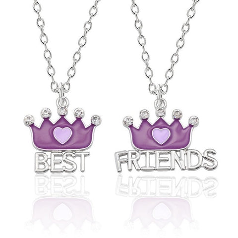 Trendy Best Friends Pendant Necklace Rainbow Broken Heart Necklace For Women Silver Chain BFF Friendship Jewelry