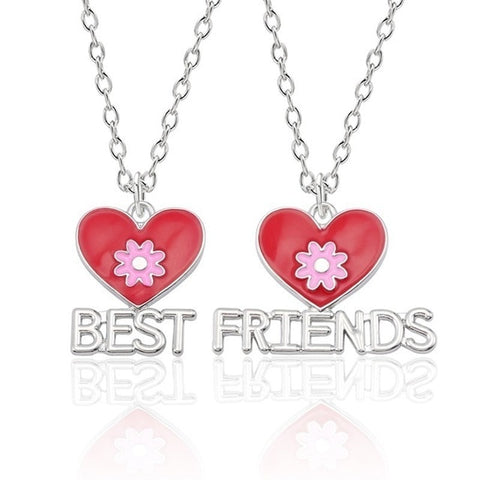 Trendy Best Friends Pendant Necklace Rainbow Broken Heart Necklace For Women Silver Chain BFF Friendship Jewelry