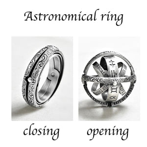 Silver Astronomical Ring for men women metal ball Creative Complex Rotating Cosmic Finger mood ring men fashion jewelry gifts