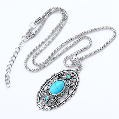 QCOOLJLY Tempting Flower Shape Style 1pc Elegant Silver Color pendant Fine Natural Stone necklace For Women Wholesale