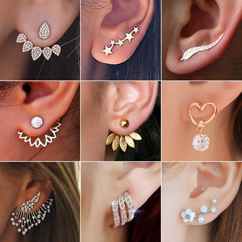 New Crystal Flower Drop Earrings for Women Fashion Jewelry Gold Silver Rhinestones Earrings Gift for Friend Party and Daily