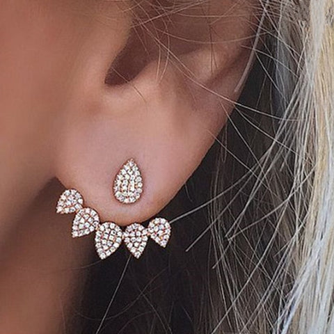 New Crystal Flower Drop Earrings for Women Fashion Jewelry Gold Silver Rhinestones Earrings Gift for Friend Party and Daily