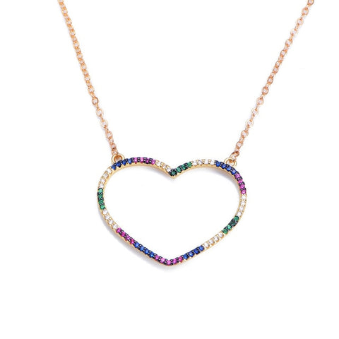 women's initial cz necklace rainbow zircon eye heart copper pendent necklace jewelry for women long snake chain mom's gift