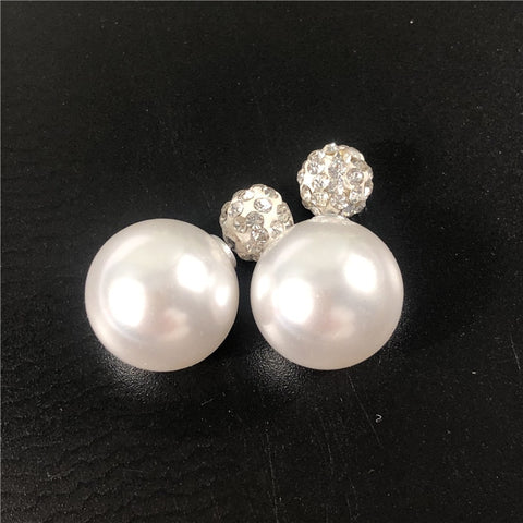 22 Colors New Arrival Double Sides Big Ball Earrings Colorful Shambhala Shinning Crystal Big Pearl Stud Earrings Women Brincos