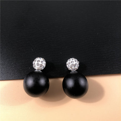 22 Colors New Arrival Double Sides Big Ball Earrings Colorful Shambhala Shinning Crystal Big Pearl Stud Earrings Women Brincos