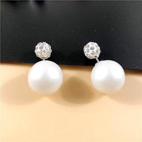 22 Colors New Arrival Double Sides Big Ball Earrings Colorful Shambhala Shinning Crystal Big Pearl Stud Earrings Women Brincos