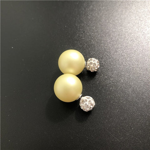 22 Colors New Arrival Double Sides Big Ball Earrings Colorful Shambhala Shinning Crystal Big Pearl Stud Earrings Women Brincos