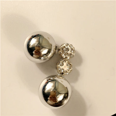 22 Colors New Arrival Double Sides Big Ball Earrings Colorful Shambhala Shinning Crystal Big Pearl Stud Earrings Women Brincos