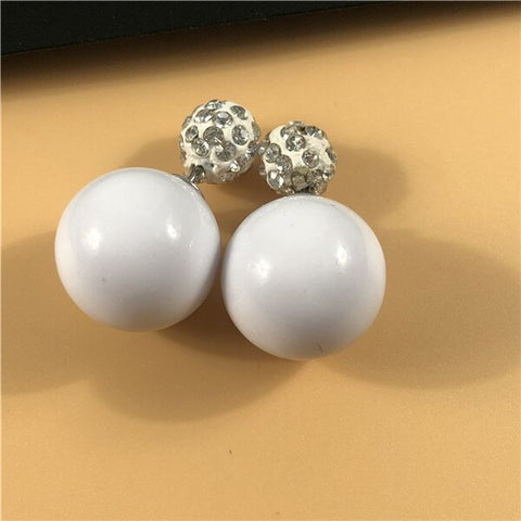 22 Colors New Arrival Double Sides Big Ball Earrings Colorful Shambhala Shinning Crystal Big Pearl Stud Earrings Women Brincos