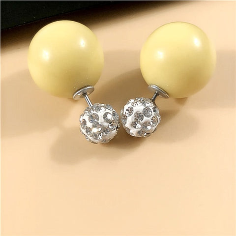 22 Colors New Arrival Double Sides Big Ball Earrings Colorful Shambhala Shinning Crystal Big Pearl Stud Earrings Women Brincos