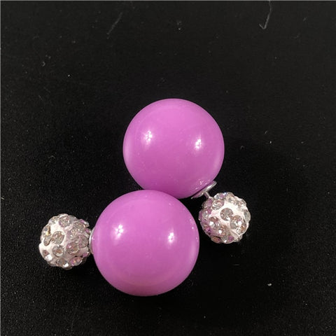 22 Colors New Arrival Double Sides Big Ball Earrings Colorful Shambhala Shinning Crystal Big Pearl Stud Earrings Women Brincos