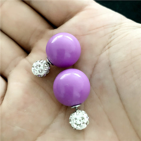 22 Colors New Arrival Double Sides Big Ball Earrings Colorful Shambhala Shinning Crystal Big Pearl Stud Earrings Women Brincos