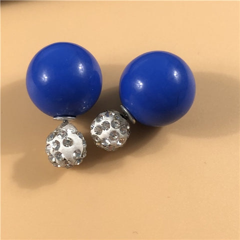 22 Colors New Arrival Double Sides Big Ball Earrings Colorful Shambhala Shinning Crystal Big Pearl Stud Earrings Women Brincos