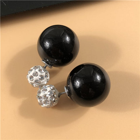 22 Colors New Arrival Double Sides Big Ball Earrings Colorful Shambhala Shinning Crystal Big Pearl Stud Earrings Women Brincos