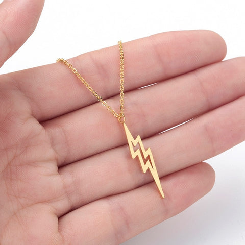 Thunder Bolt Lighting Necklace Women Men Jewelry Stainless Steel Vintage Tibetan Pendant Fashion Necklace Birthday Gift Collier