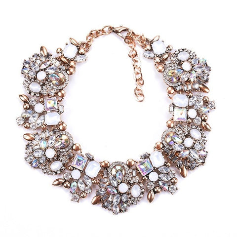 Large Collar Bib Big Chokers Necklaces Women Luxury Crystal Rhinestone Necklace Femme Indian Ethnic Wedding Statement Necklace