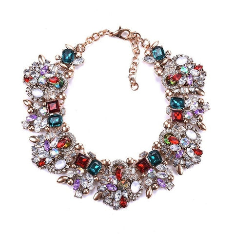 Large Collar Bib Big Chokers Necklaces Women Luxury Crystal Rhinestone Necklace Femme Indian Ethnic Wedding Statement Necklace