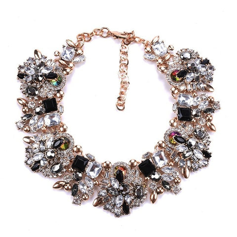 Large Collar Bib Big Chokers Necklaces Women Luxury Crystal Rhinestone Necklace Femme Indian Ethnic Wedding Statement Necklace