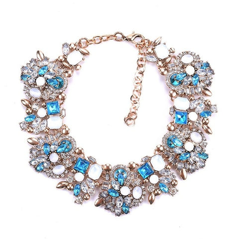 Large Collar Bib Big Chokers Necklaces Women Luxury Crystal Rhinestone Necklace Femme Indian Ethnic Wedding Statement Necklace