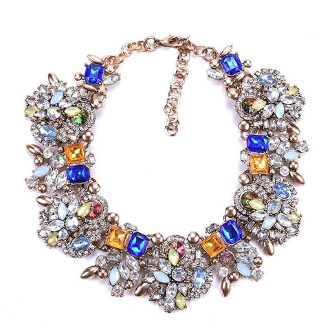 Large Collar Bib Big Chokers Necklaces Women Luxury Crystal Rhinestone Necklace Femme Indian Ethnic Wedding Statement Necklace