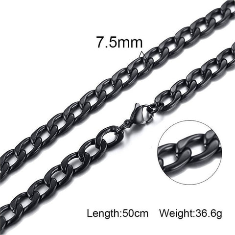 Silver Gold Filled Solid Necklace Curb Chains Link Men Choker Stainless Steel Male Female Accessories Fashion