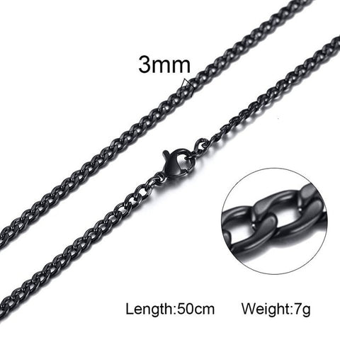 Silver Gold Filled Solid Necklace Curb Chains Link Men Choker Stainless Steel Male Female Accessories Fashion