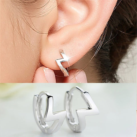 Luxury New 2019 Stud Earrings 925 Sterling Crystal Zircon Row Silver Huggie Earrings For Women Female Brincos oorbellen