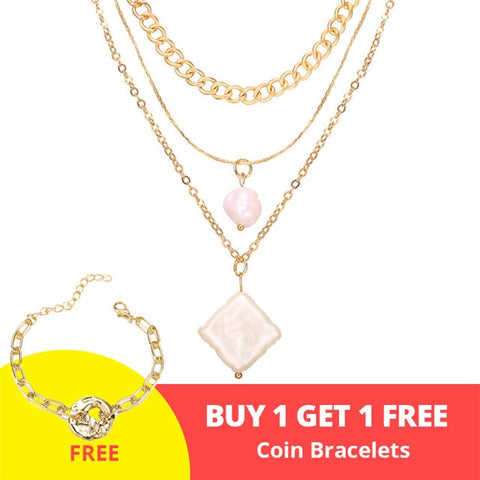 17KM Vintage Gold Portrait Coin Pearl Pendant Necklaces For Women Bohemia Fashion Muklltilayer Pearl Long Necklace 2019 Jewelry