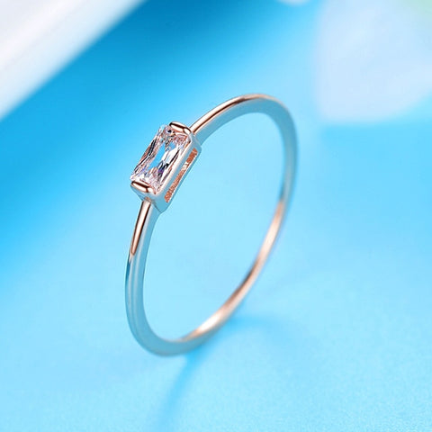 Square Zircon Ring Woman Customizable Gift Cubic Zirconia Jewelry Simple Temperament Girl Jewelry Beautiful Accessories