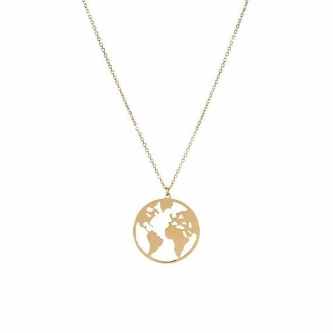 World Map Necklace Globetrotter Gold Map Pendant World Choker Map Crescent Moon Necklaces&Pendants Dainty Pendants For Women