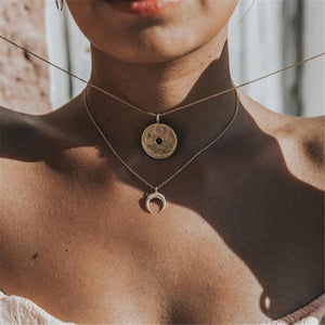 17KM Vintage Pendant Multilayer Necklace For Women Bohemian Coin Pearl Star Devil Eye Collar Necklace Female Gift 2019 Jewelry