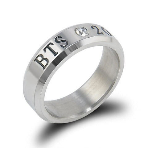 BTS Related Products Fashion Titanium Steel Diamond Set Ring Creative Color Changing Rings Necklace-Dual Purpose