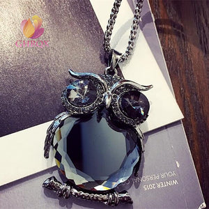 hot sell  Crystal wild owl Pendant necklace Women Jewelry wholesale