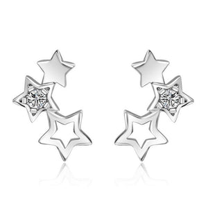 925 Sterling Silver Hollow Star Zircon Stud Earrings Simple Fashion Jewelry for Women boucle d'oreille S-E151