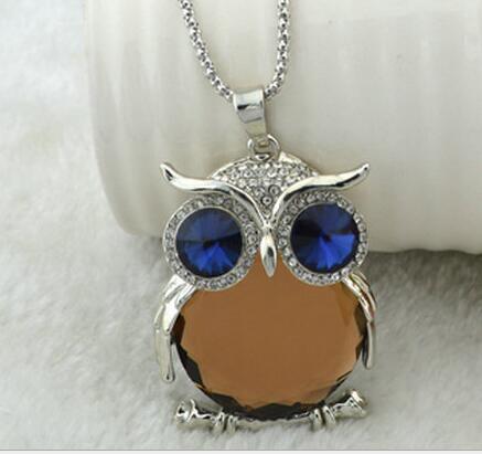 hot sell  Crystal wild owl Pendant necklace Women Jewelry wholesale