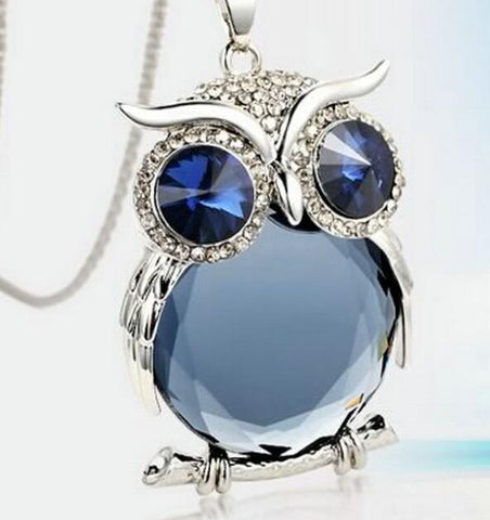 hot sell  Crystal wild owl Pendant necklace Women Jewelry wholesale