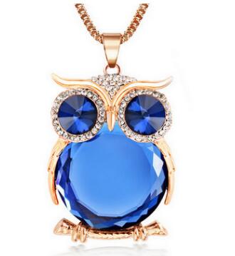 hot sell  Crystal wild owl Pendant necklace Women Jewelry wholesale