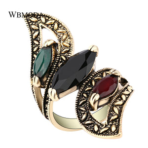 Vintage Boho Big Wings Ring Antique Gold Gemini Rings For Women Fashion Statement Turkey Indian Jewelry 2018 Free Shipping