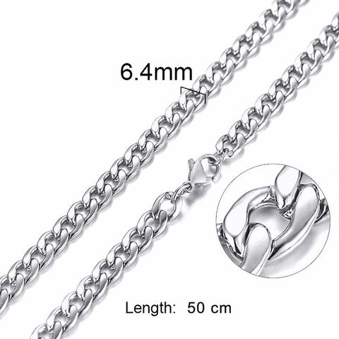 Silver Gold Filled Solid Necklace Curb Chains Link Men Choker Stainless Steel Male Female Accessories Fashion