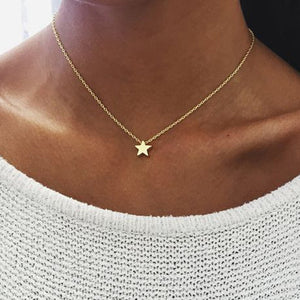 New Minimalism Small Star Pendant Necklaces For Women Ladies Gold Silver Color Chain Choker Necklace Women Pentagram Jewelry