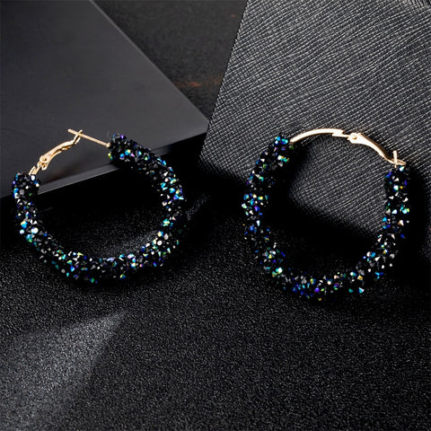 Fashion charm stud earring crystal ring earrings rhinestone bright round geometric earrings women's jewelry