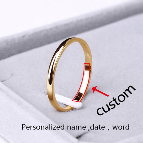 CACANA Stainless Steel Rings Rose Gold Anti-allergy Smooth Simple personalized custom Wedding Couples Rings Bijouterie