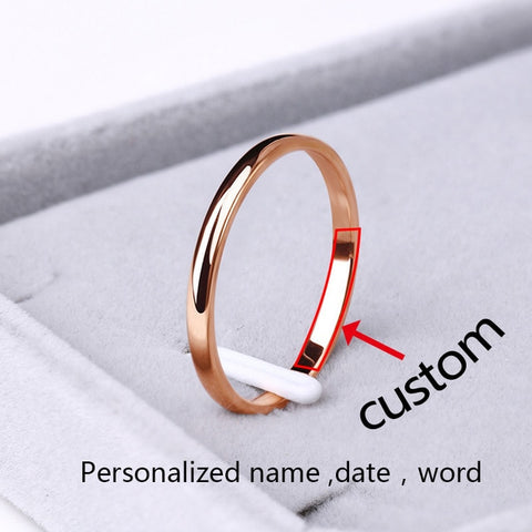 CACANA Stainless Steel Rings Rose Gold Anti-allergy Smooth Simple personalized custom Wedding Couples Rings Bijouterie