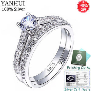 Sent Certificate! Fine Jewelry 100% Original 925 Silver Rings Set for Women Cubic Zircon Engagement Wedding Rings Set Gift CR131