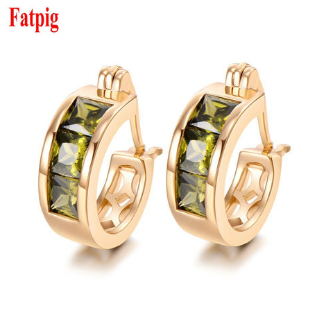 2018 Luxury Jewelry Zircon Earning Gold Color Studs Jewelry Cubic Earing for Women Girl Dating Gift