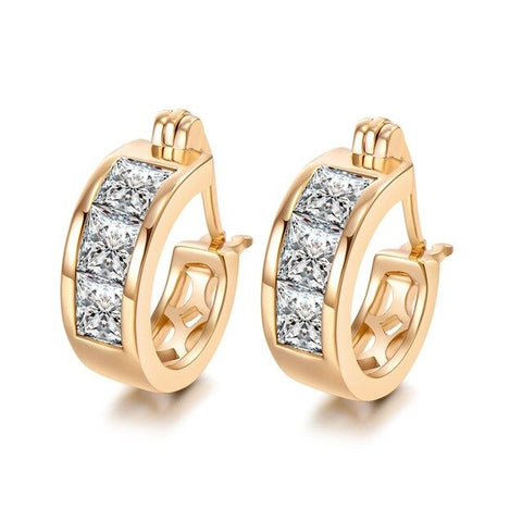 2018 Luxury Jewelry Zircon Earning Gold Color Studs Jewelry Cubic Earing for Women Girl Dating Gift