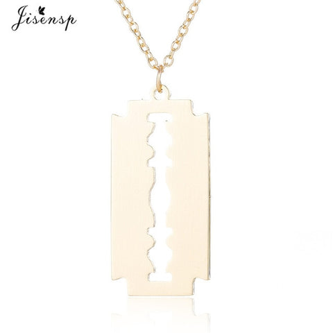 Jisensp Stainless Steel Razor Blades Pendant Necklaces Men Jewelry Steel Shaver Shape Necklaces & Pendants Women Collares