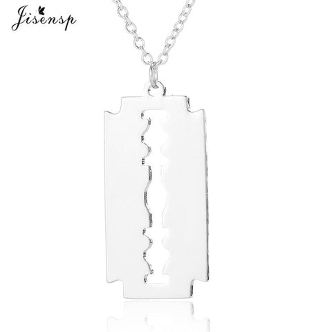 Jisensp Stainless Steel Razor Blades Pendant Necklaces Men Jewelry Steel Shaver Shape Necklaces & Pendants Women Collares